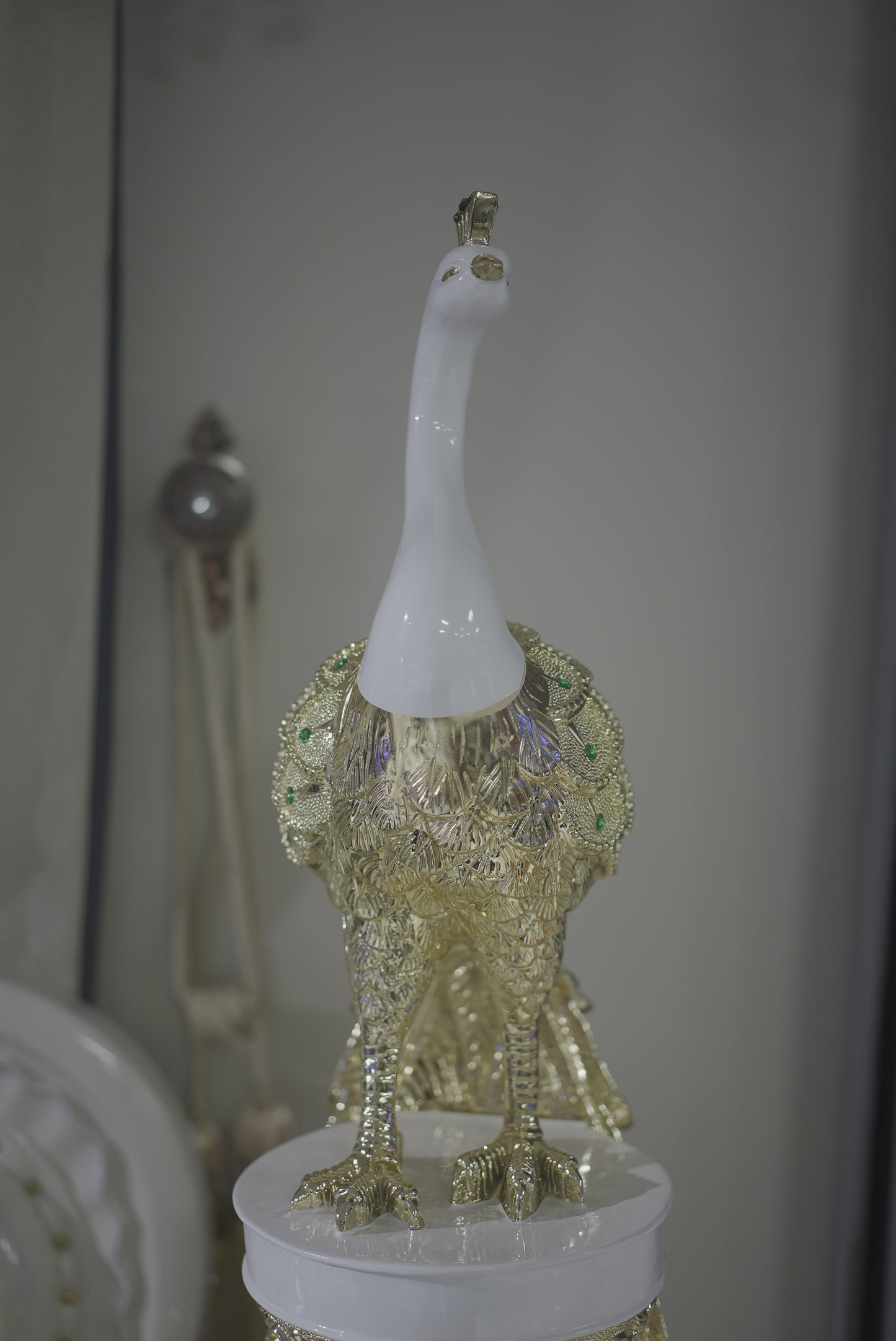 Peacock Statue with Gemstone Setting Decor