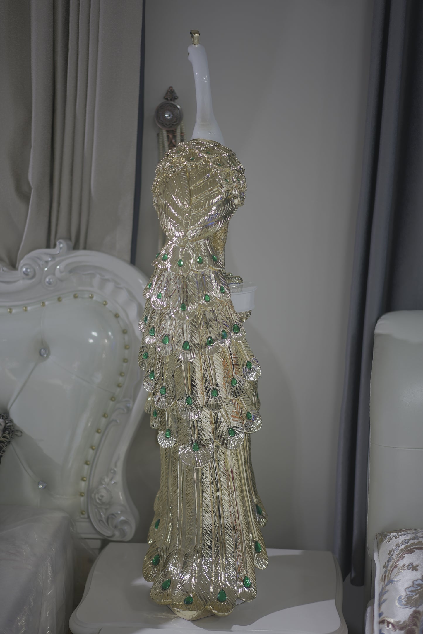 Peacock Statue with Gemstone Setting Decor