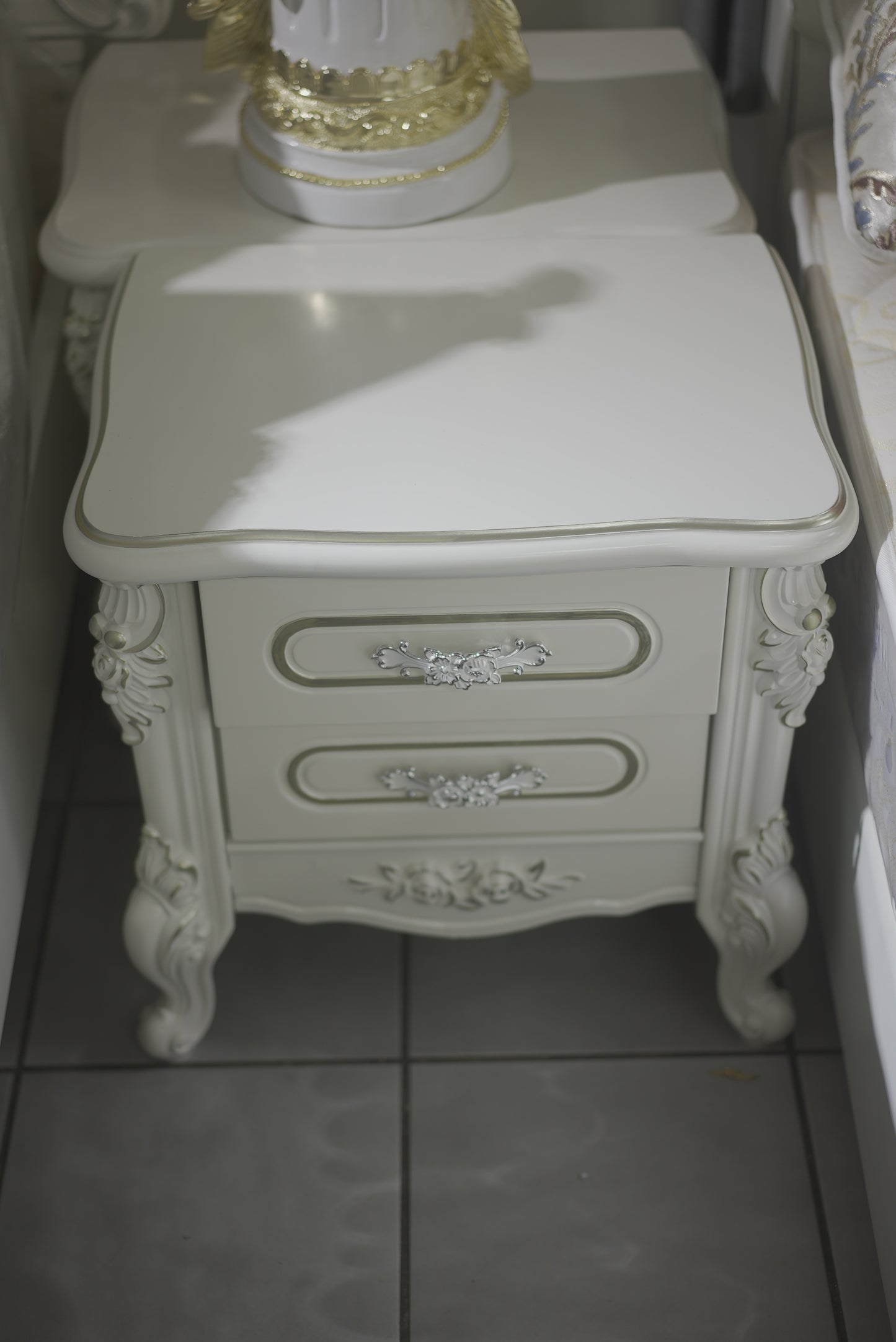 Vintage Bedside Cabinet White