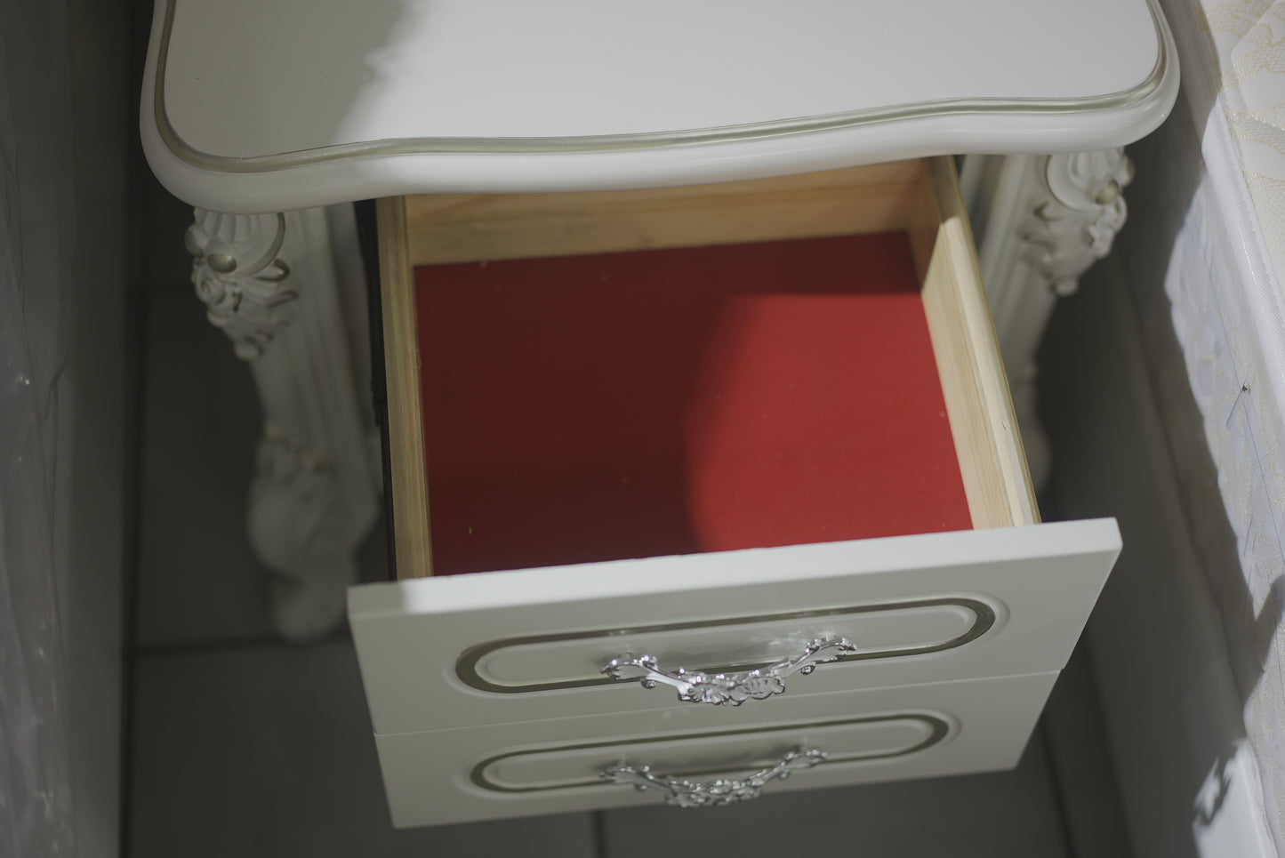Vintage Bedside Cabinet White