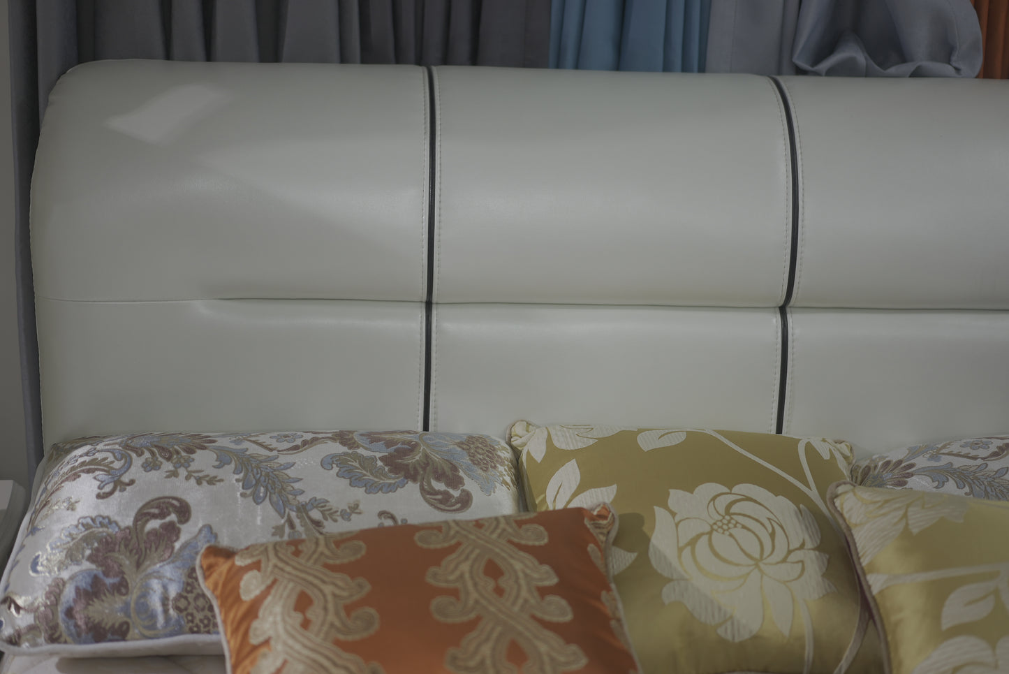 White  Leather Headboard Bed Frame