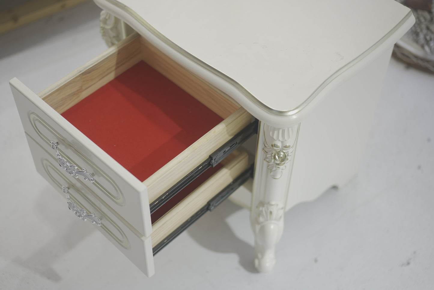 Vintage Bedside Cabinet White