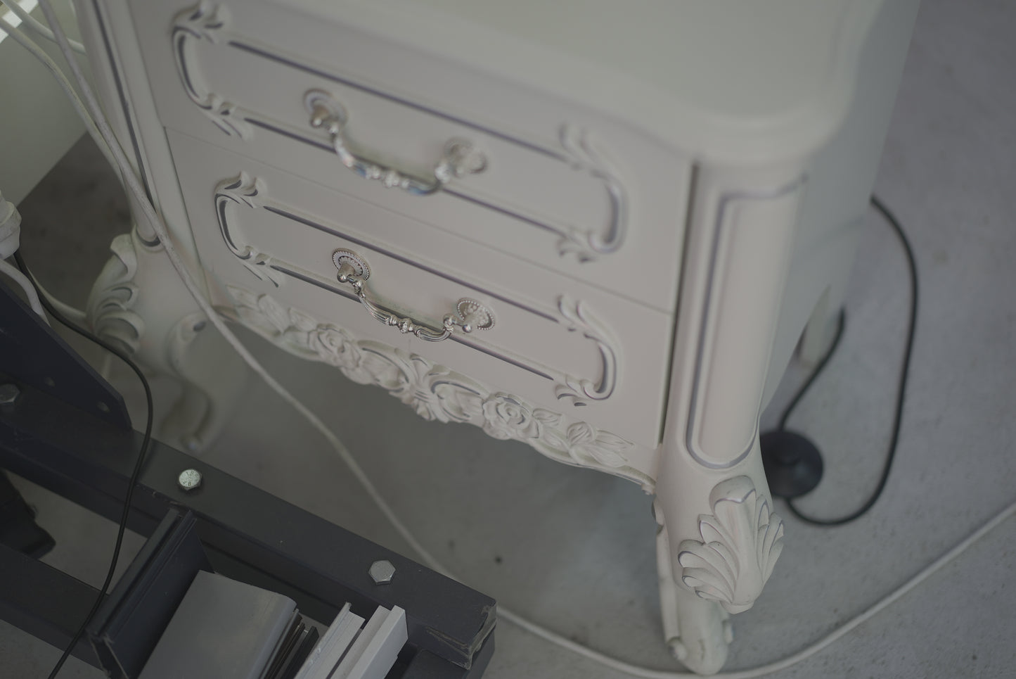 Vintage Bedside Cabinet White