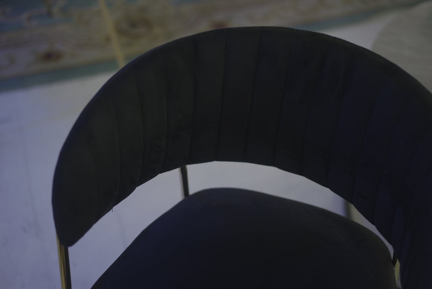 Dark Blue Velvet-style Coffee Table Chair