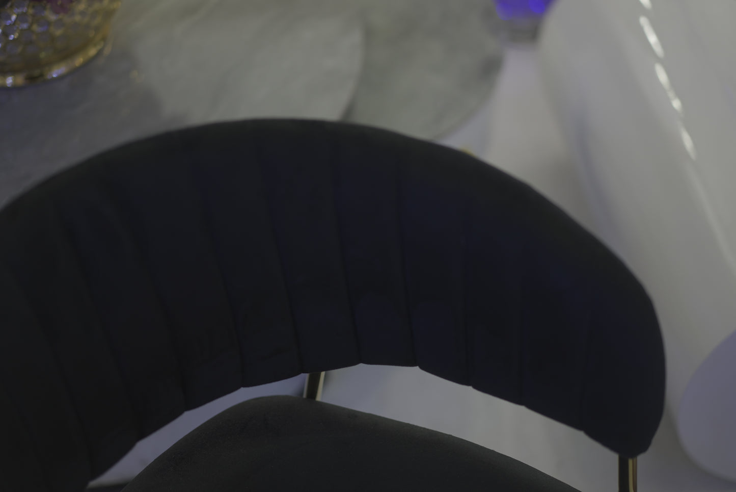 Dark Blue Velvet-style Coffee Table Chair