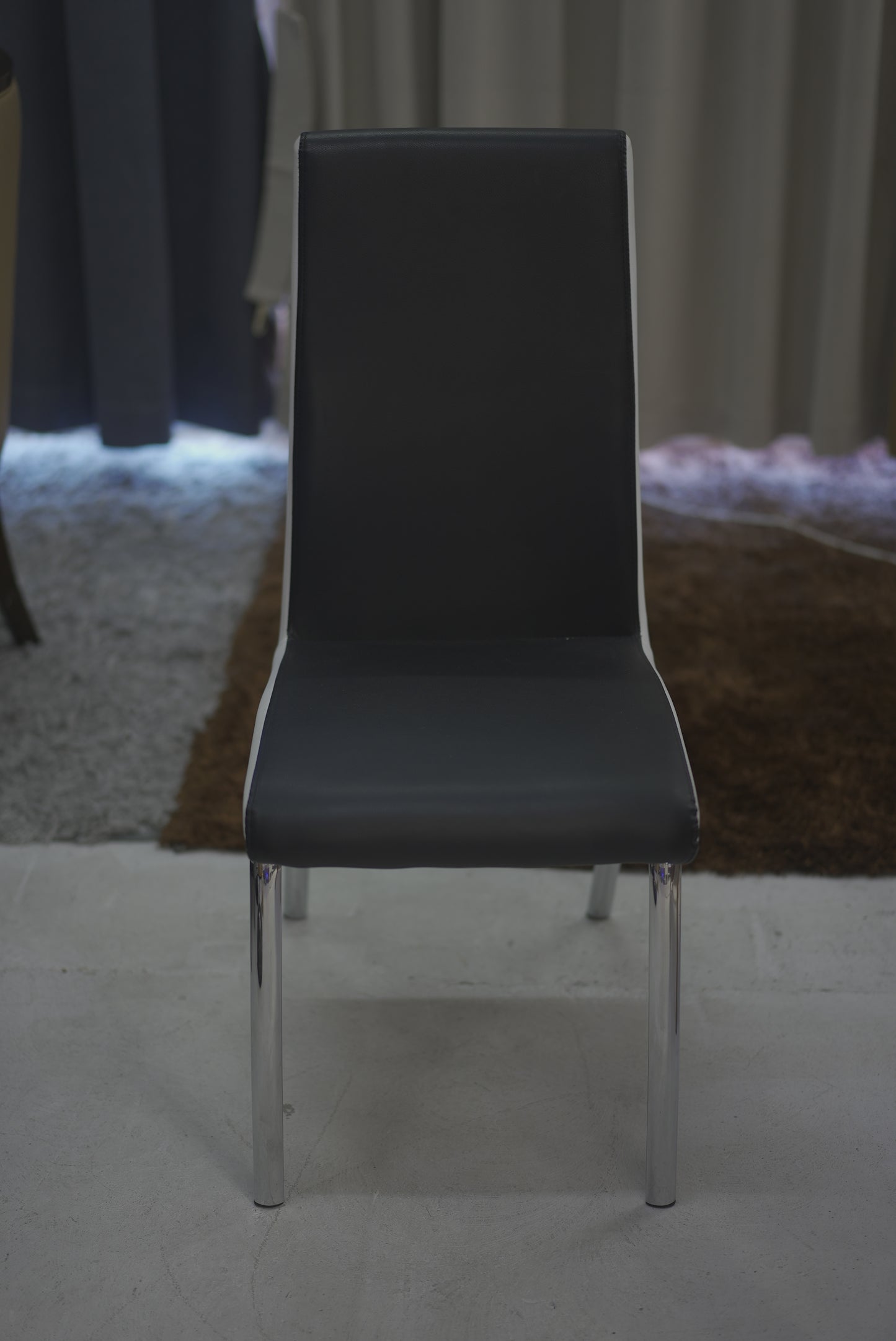 Black Leather Steel Frame Dinning Chair