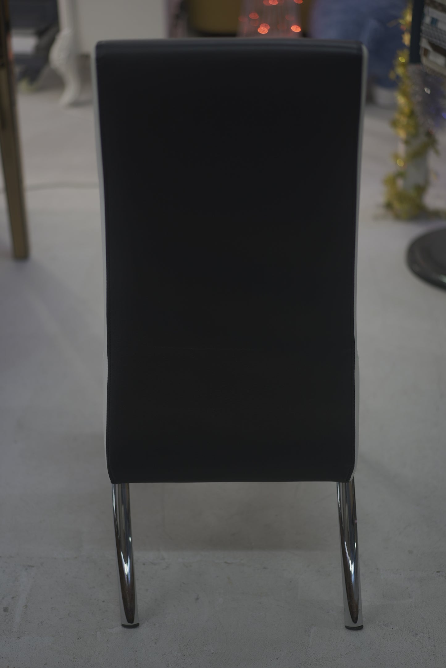 Black Leather Steel Frame Dinning Chair