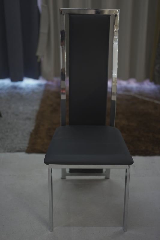 Black Leather Wave Shape Dinning Chair