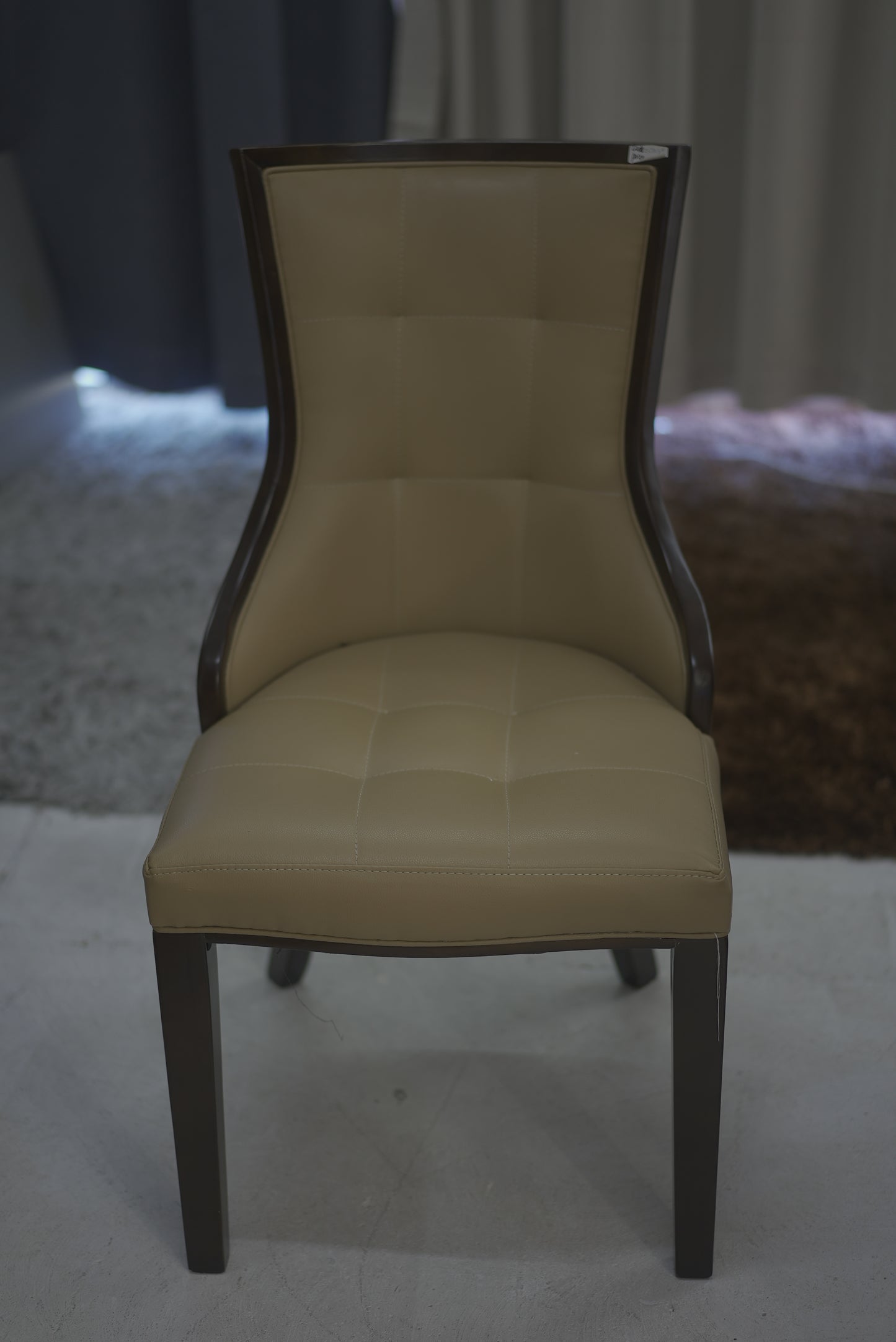 Brown Leather Grid Pattern Dining Chair