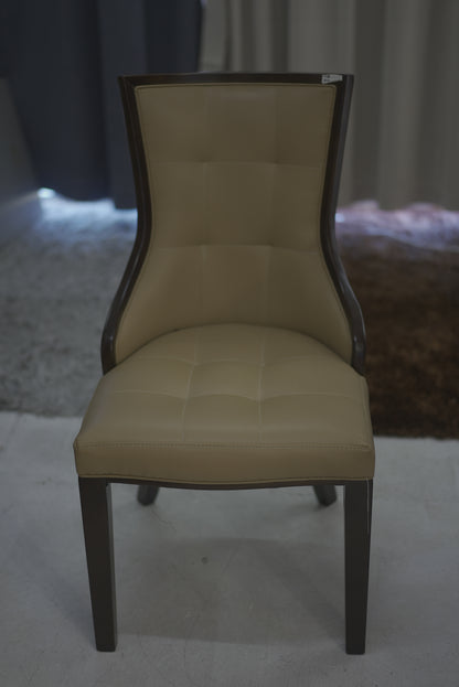 Brown Leather Grid Pattern Dining Chair