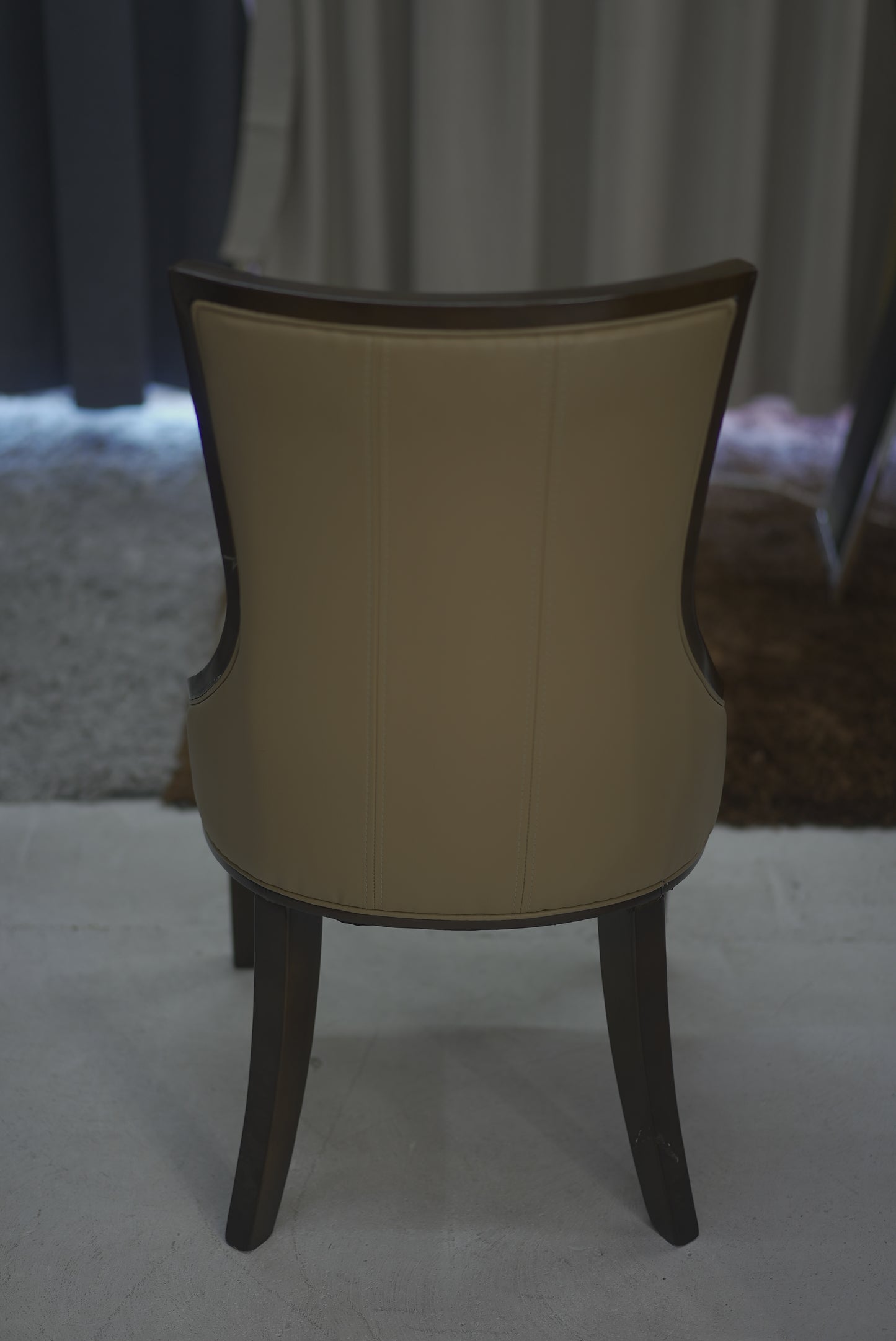 Brown Leather Grid Pattern Dining Chair