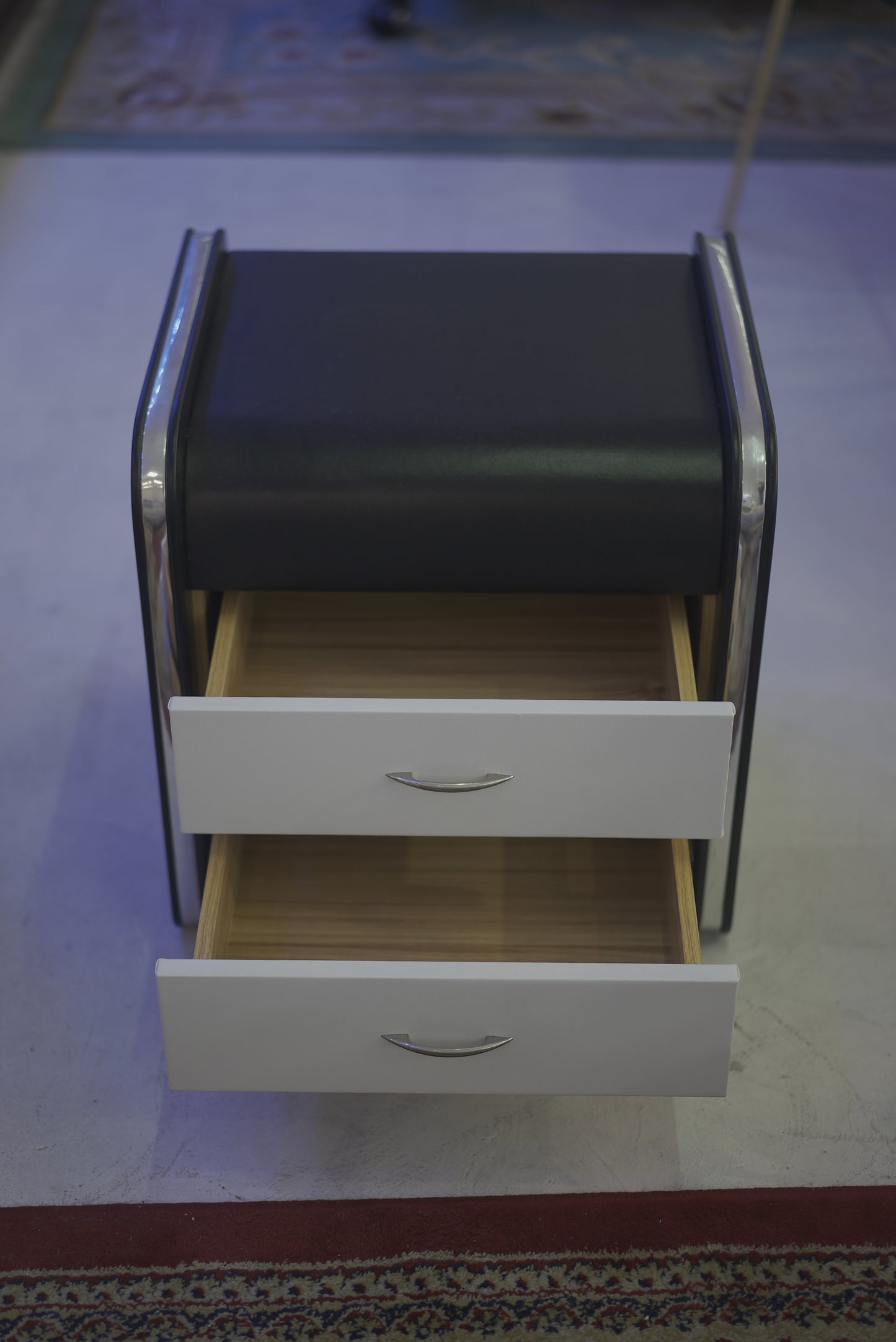 Bedside Cabinet Silver Frame