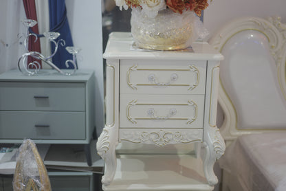 Vintage Bedside Cabinet White
