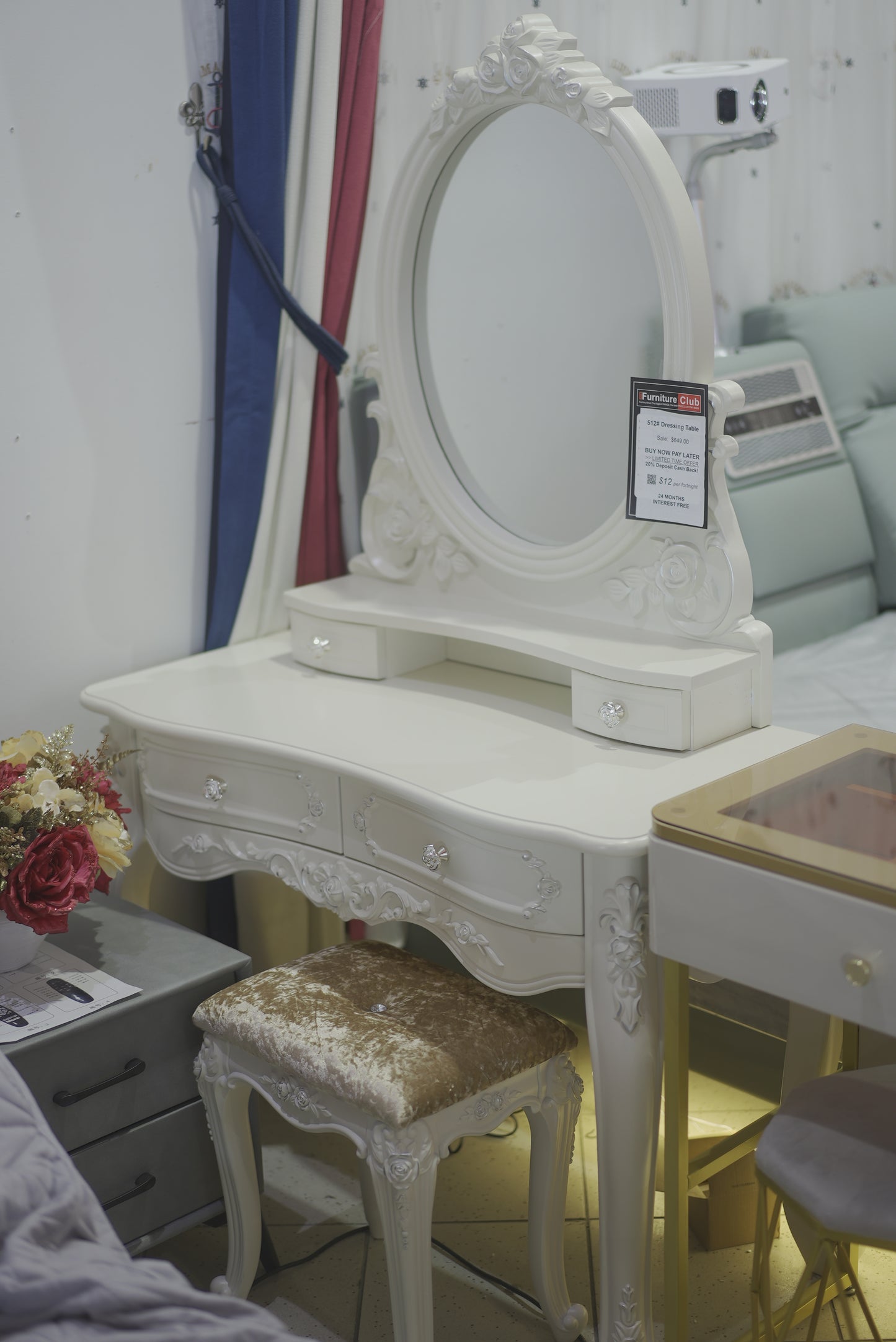 retro white dressing table Vintage Dressing table with mirror