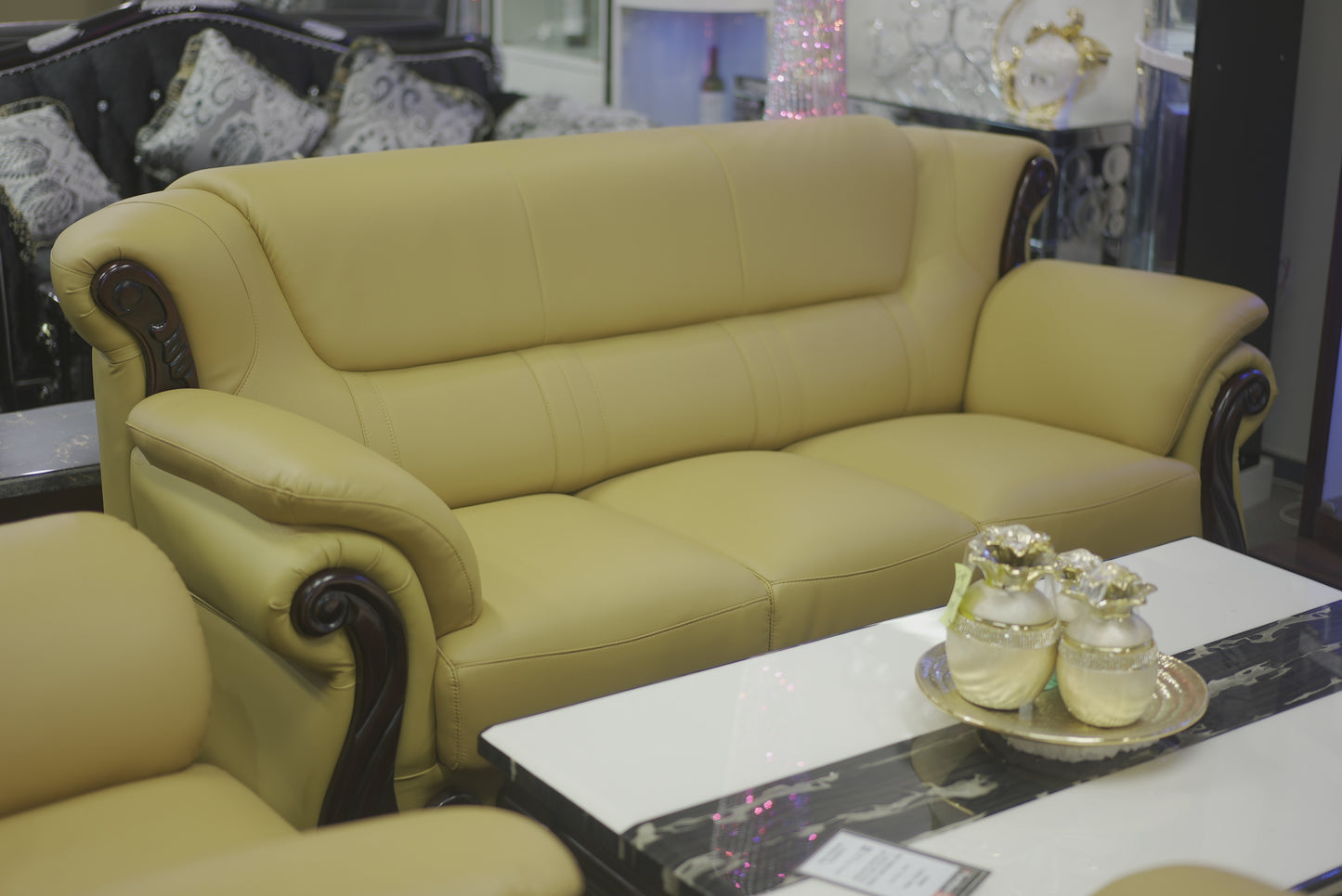 Brown Leather Sofa Set