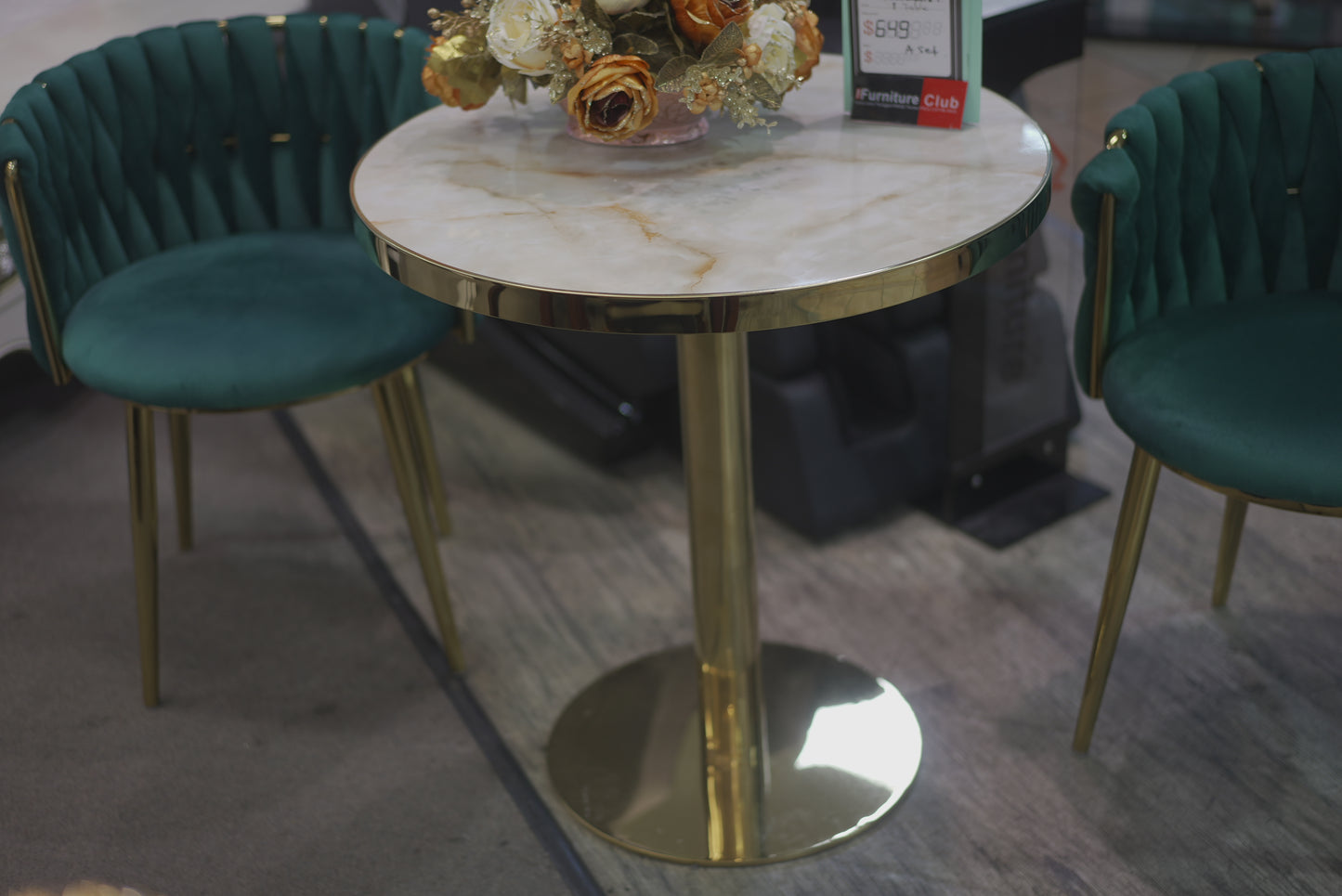 Coffee Table Marble Gold Pole Stand