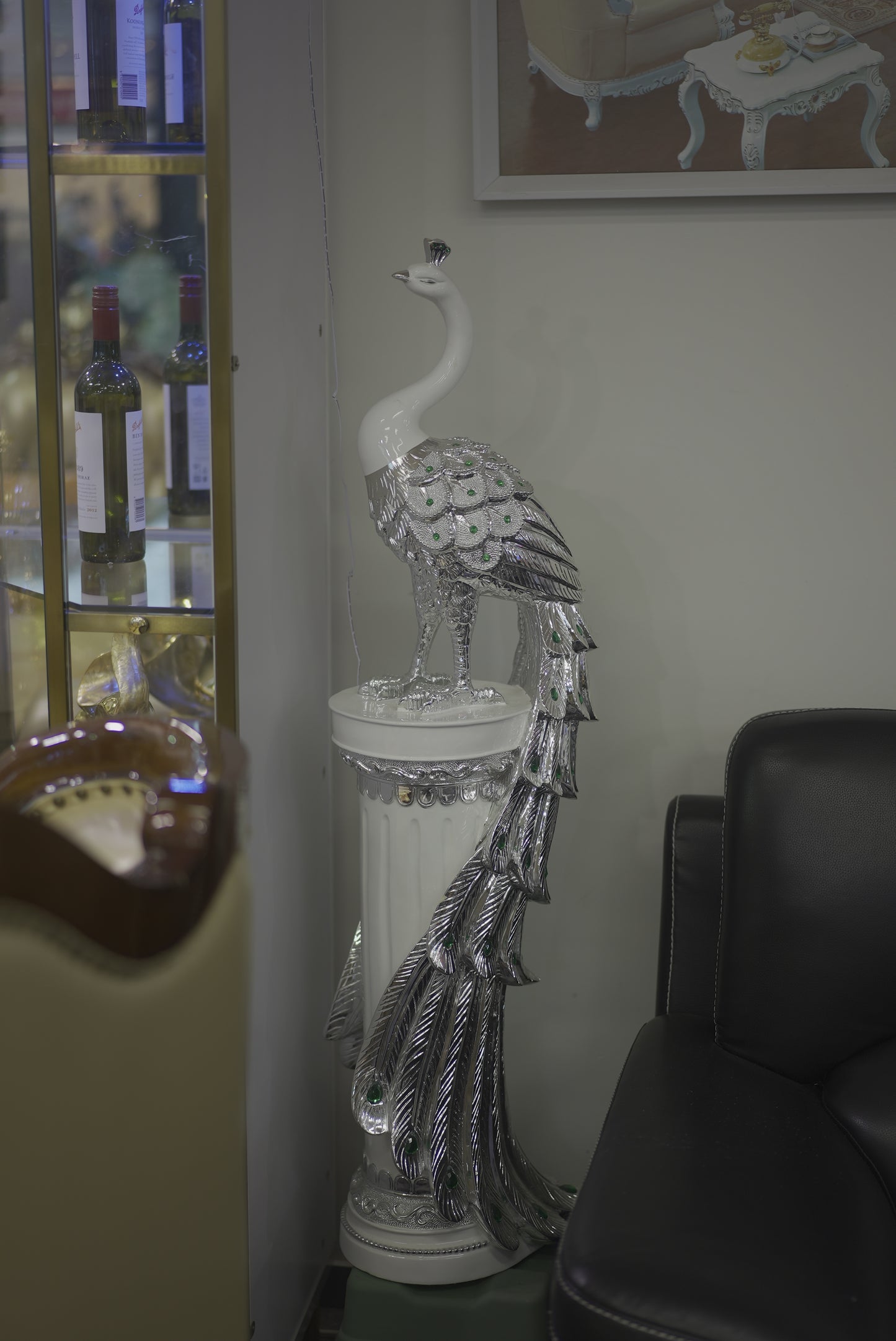 Peacock Statue with Gemstone Setting Decor