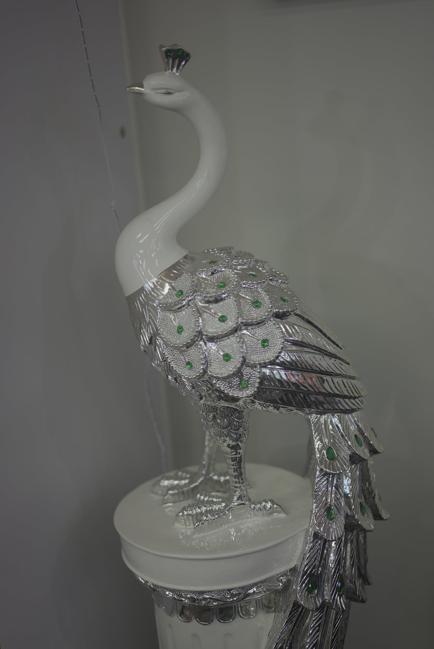 Peacock Statue with Gemstone Setting Decor