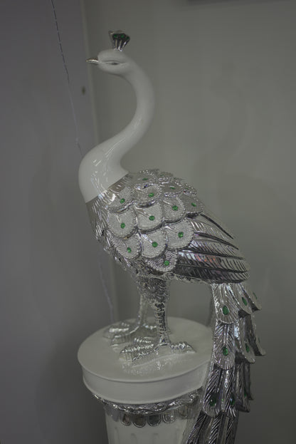 Peacock Statue with Gemstone Setting Decor