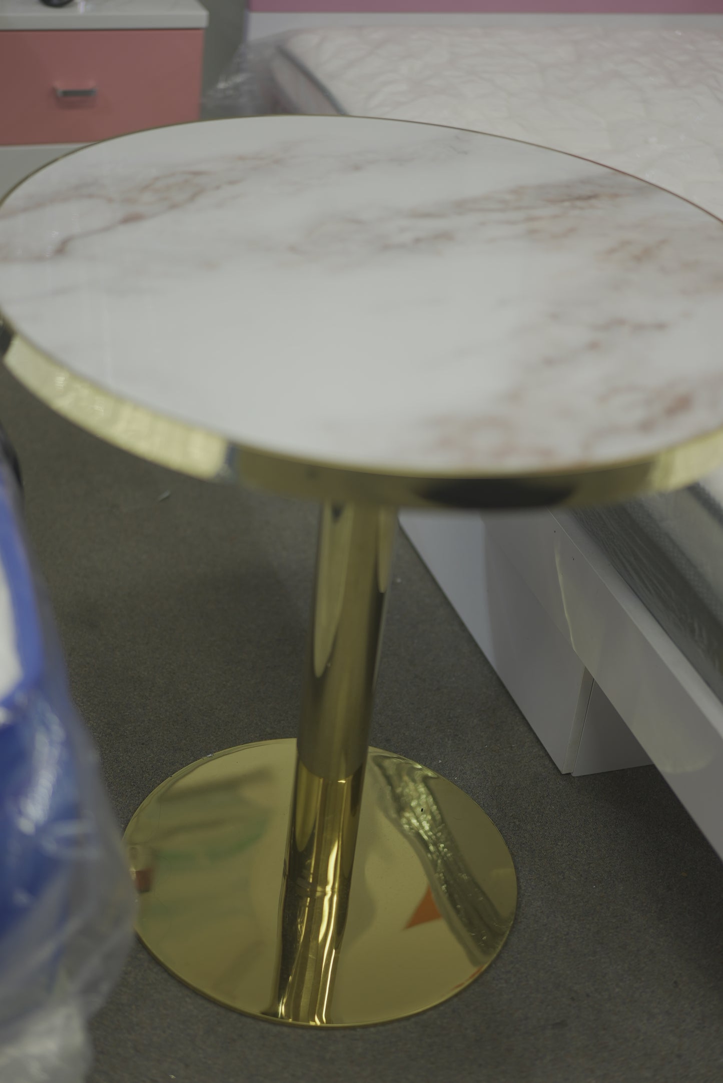 Coffee Table Marble Gold Pole Stand
