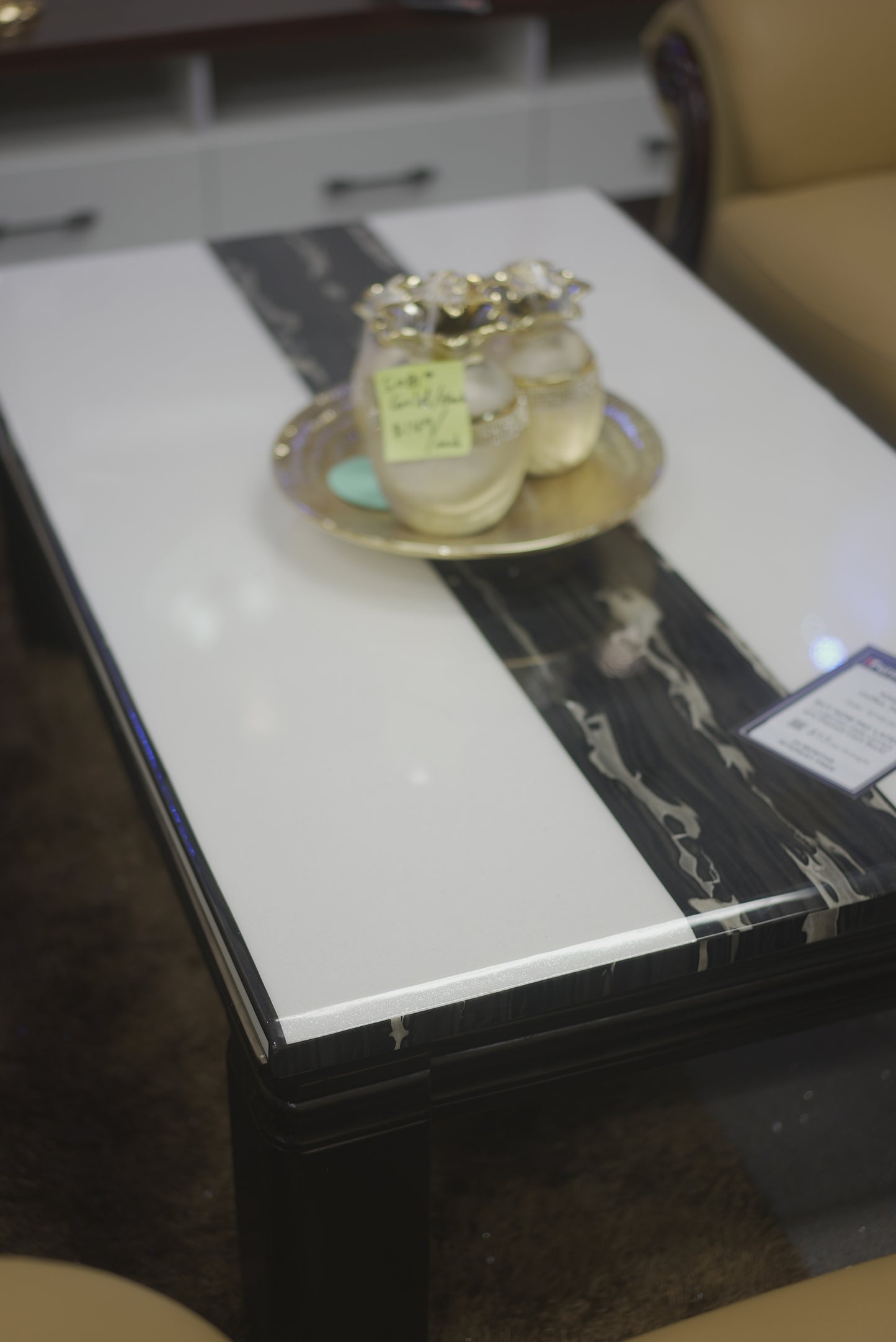 White Black Stone Pattern Coffee Table