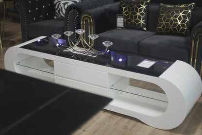 White Black Elliptical Arc TV Cabinet