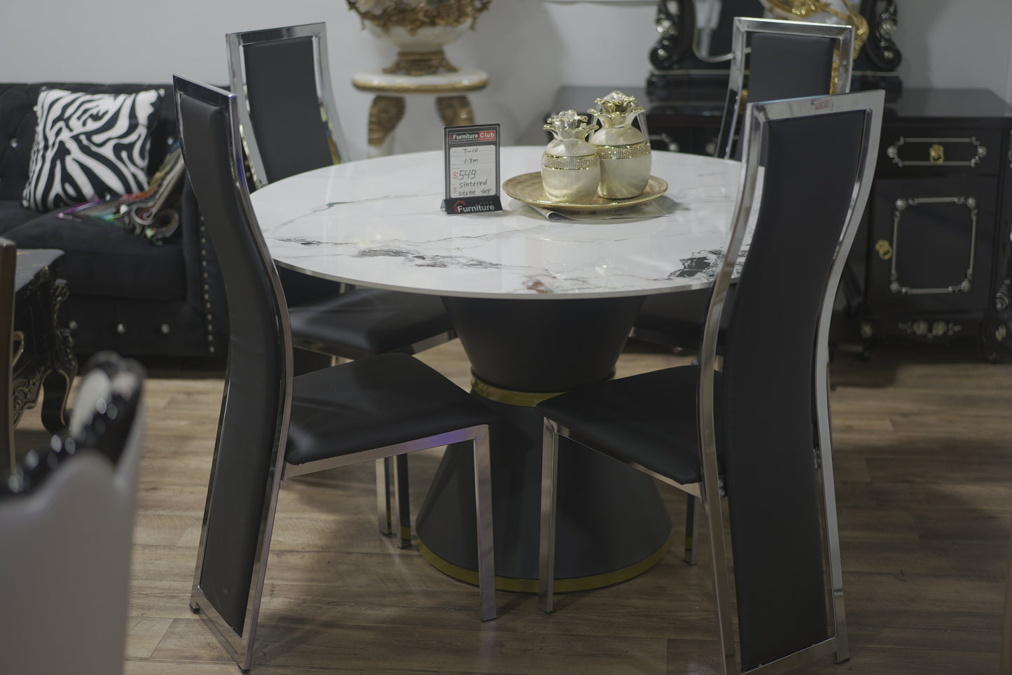 Black Leather Wave Shape Dinning Chair