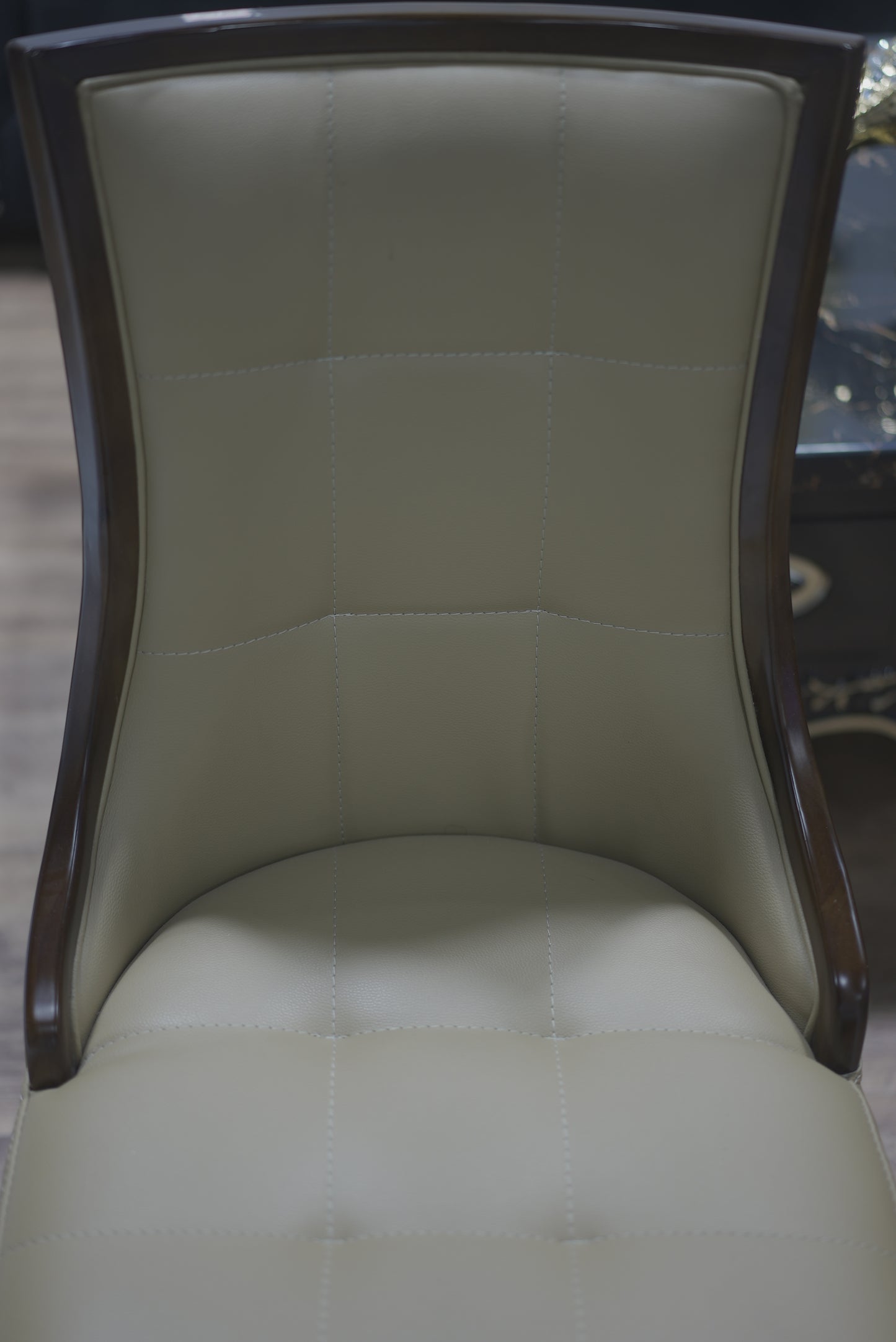 Brown Leather Grid Pattern Dining Chair
