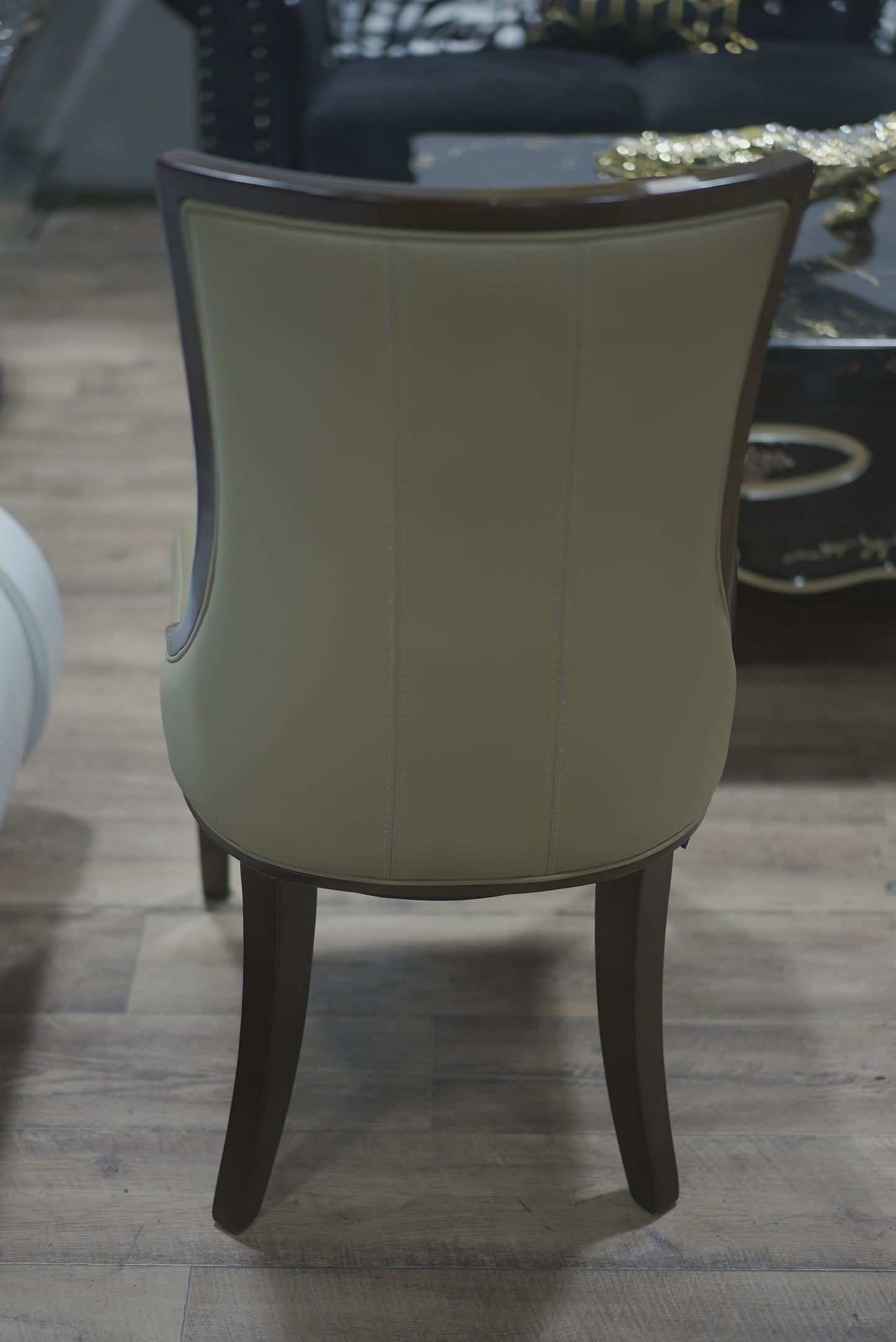Brown Leather Grid Pattern Dining Chair