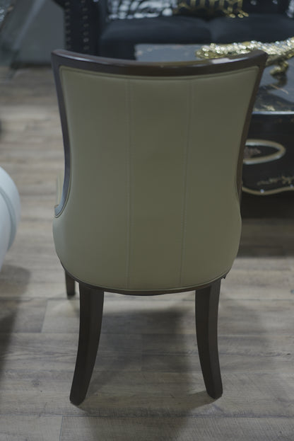 Brown Leather Grid Pattern Dining Chair