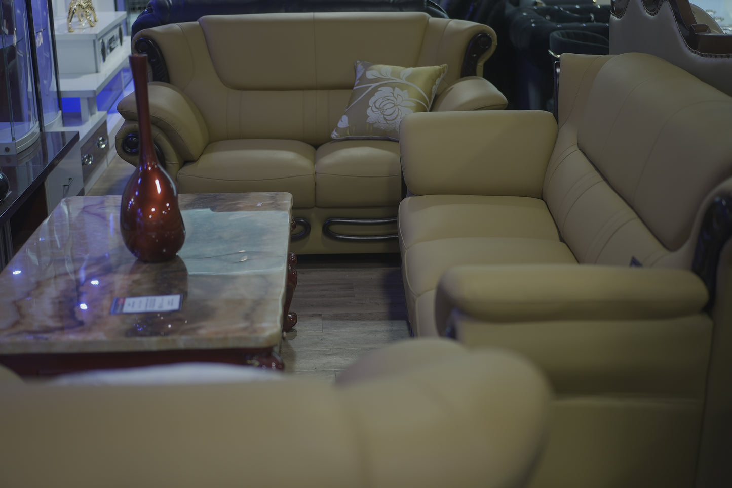 Brown Leather Sofa Set