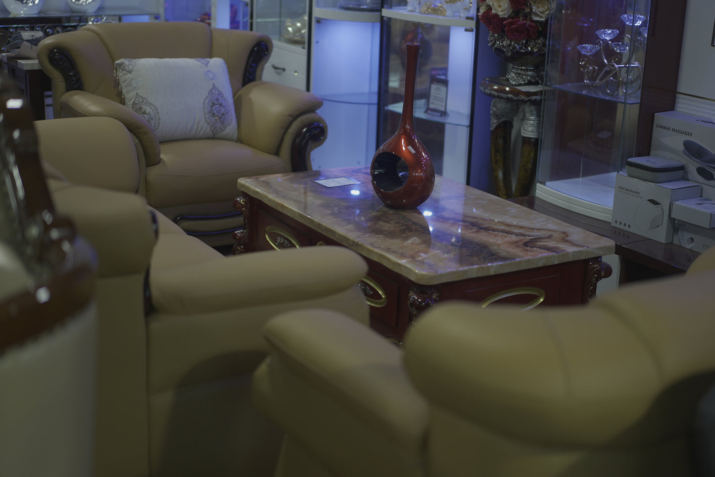Brown Leather Sofa Set