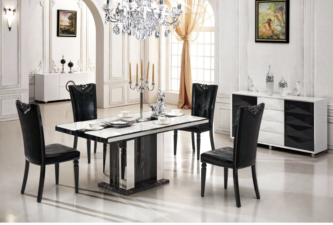 Neoclassical Luxury Black & White Dining Table