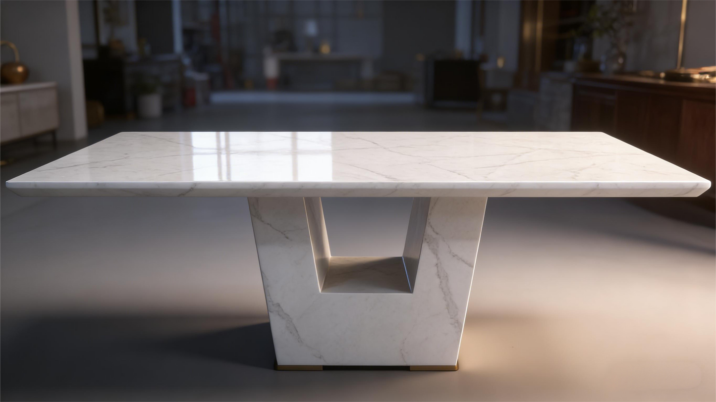 Minimalist Luxury White Marble Long Dining Table