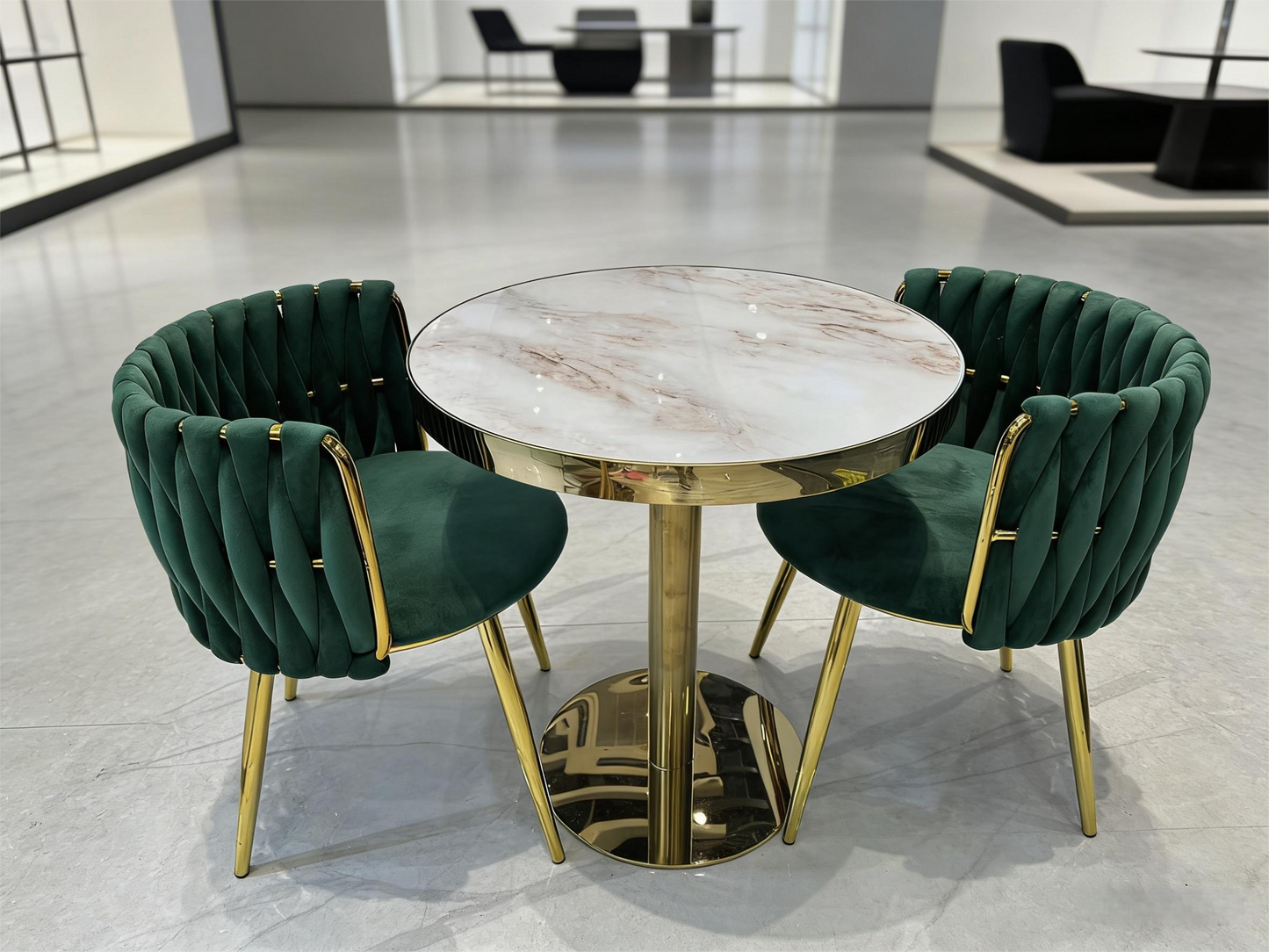 Modern Luxury Forest Green Velvet Coffee Table Set