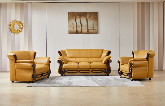 Brown Leather Sofa Set