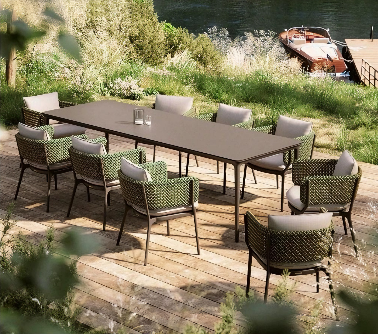 Natural Glamping Style Outdoor Rope-Woven Dining Set