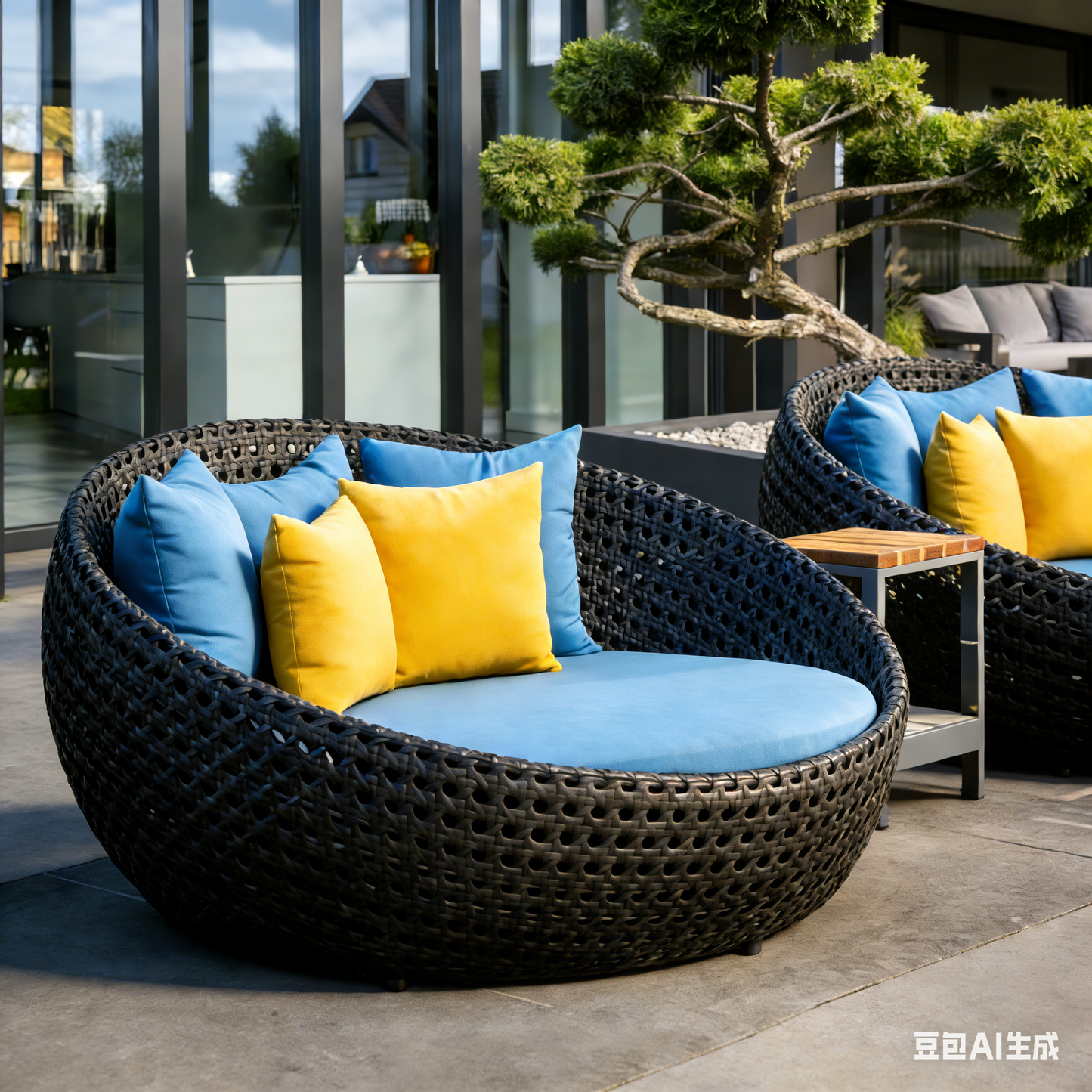 Modern Vibrant Style Outdoor Rattan Hanging Pod Bed