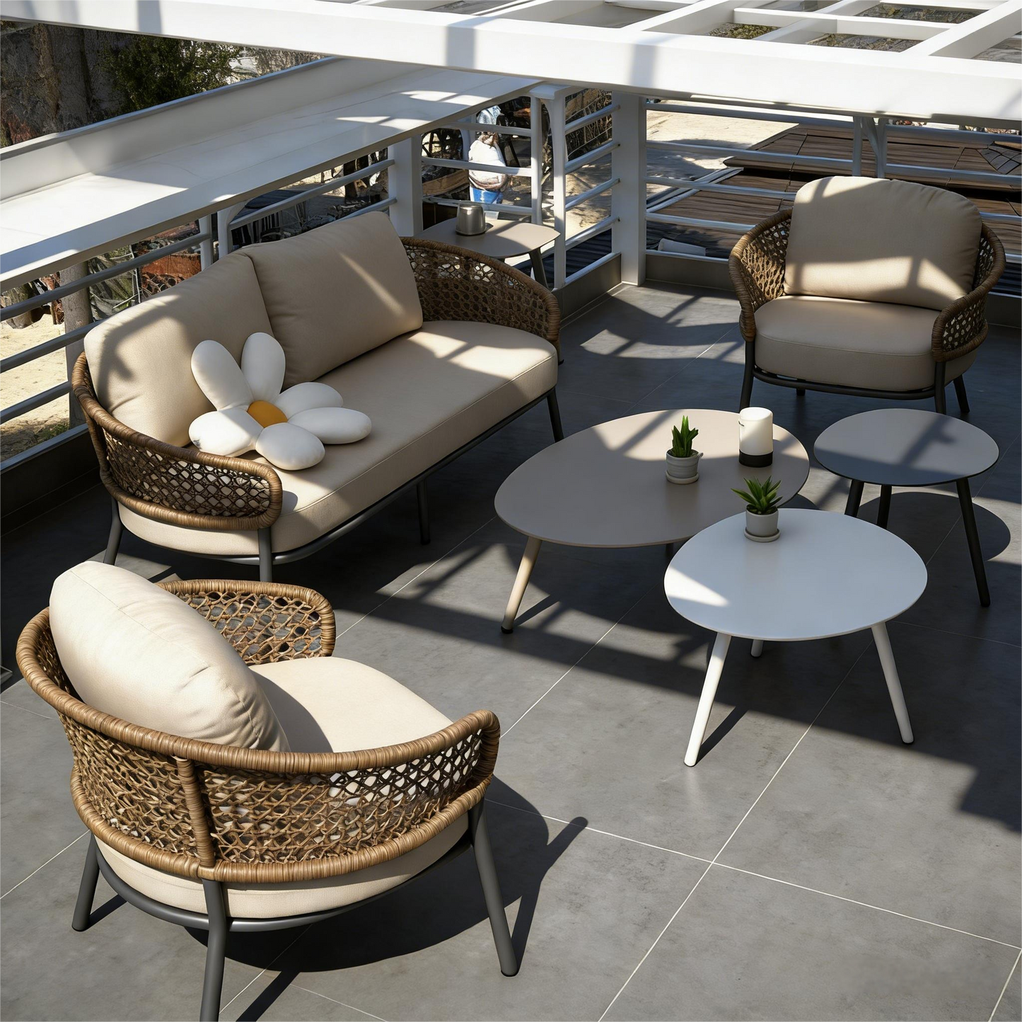 Fresh & Casual Style Outdoor Rattan Sofa Set