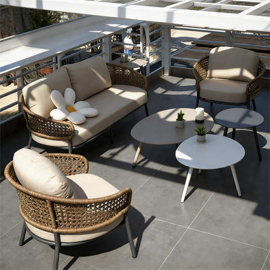 Fresh & Casual Style Outdoor Rattan Sofa Set