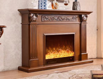 European-style minimalist electric fireplace with fluted column detailing
