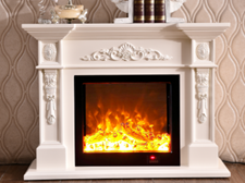 White French-style carved electric fireplace