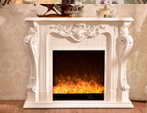 White carved electric fireplace with a large arched design