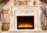 White carved electric fireplace with a large arched design
