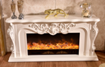 White carved electric fireplace with a large arched design