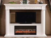 European-style electric fireplace TV stand with double shelves
