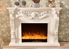 French-style arched electric fireplace with a shell-top design