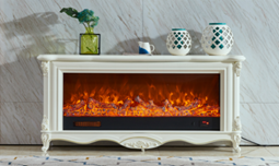 White European-style carved electric fireplace