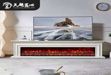 Minimalist long electric fireplace TV stand