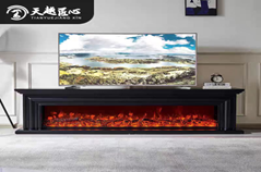 Minimalist long electric fireplace TV stand